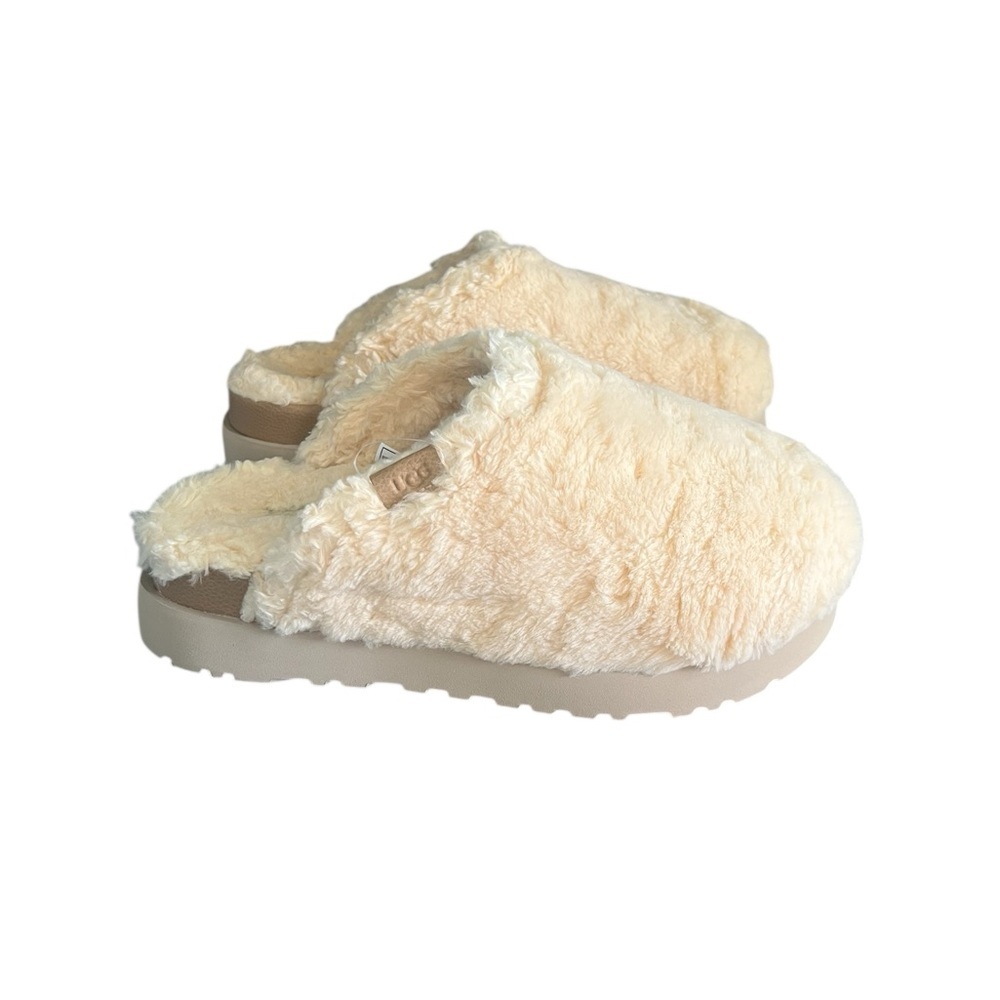 UGG Natural Fuzz Sugar Wool Faux Fur Slide Slipper - Picture 3 of 13